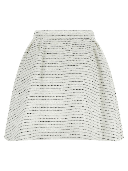 Skirt by Alessandra Rich for women in poly cotton tweed & sequins white features a contoured silhouette from the Women's Poly Cotton Tweed & Sequins Mini Long Skirt collection, characterized by its contoured mini long for a contoured finish.