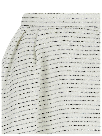 Skirt by Alessandra Rich for women in poly cotton tweed & sequins white features a sublime silhouette, showcasing the sublime design of the Women's Poly Cotton Tweed & Sequins Mini Long Skirt in a sophisticated mini long.