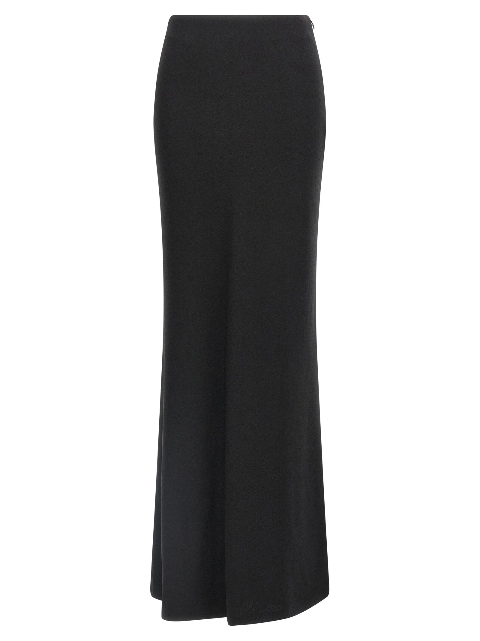 Skirt by Alessandra Rich for women in silk virgin wool crepe black features a sublime silhouette, showcasing the sublime design of the Women's Silk Virgin Wool Crepe Mini Skirt in a sophisticated mini.