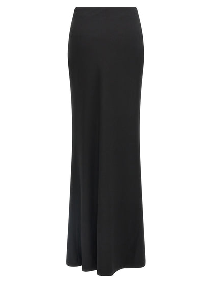 Skirt by Alessandra Rich for women in silk virgin wool crepe black features a captivating silhouette, showcasing the captivating Women's Silk Virgin Wool Crepe Mini Skirt design with a sophisticated mini for a captivating look.