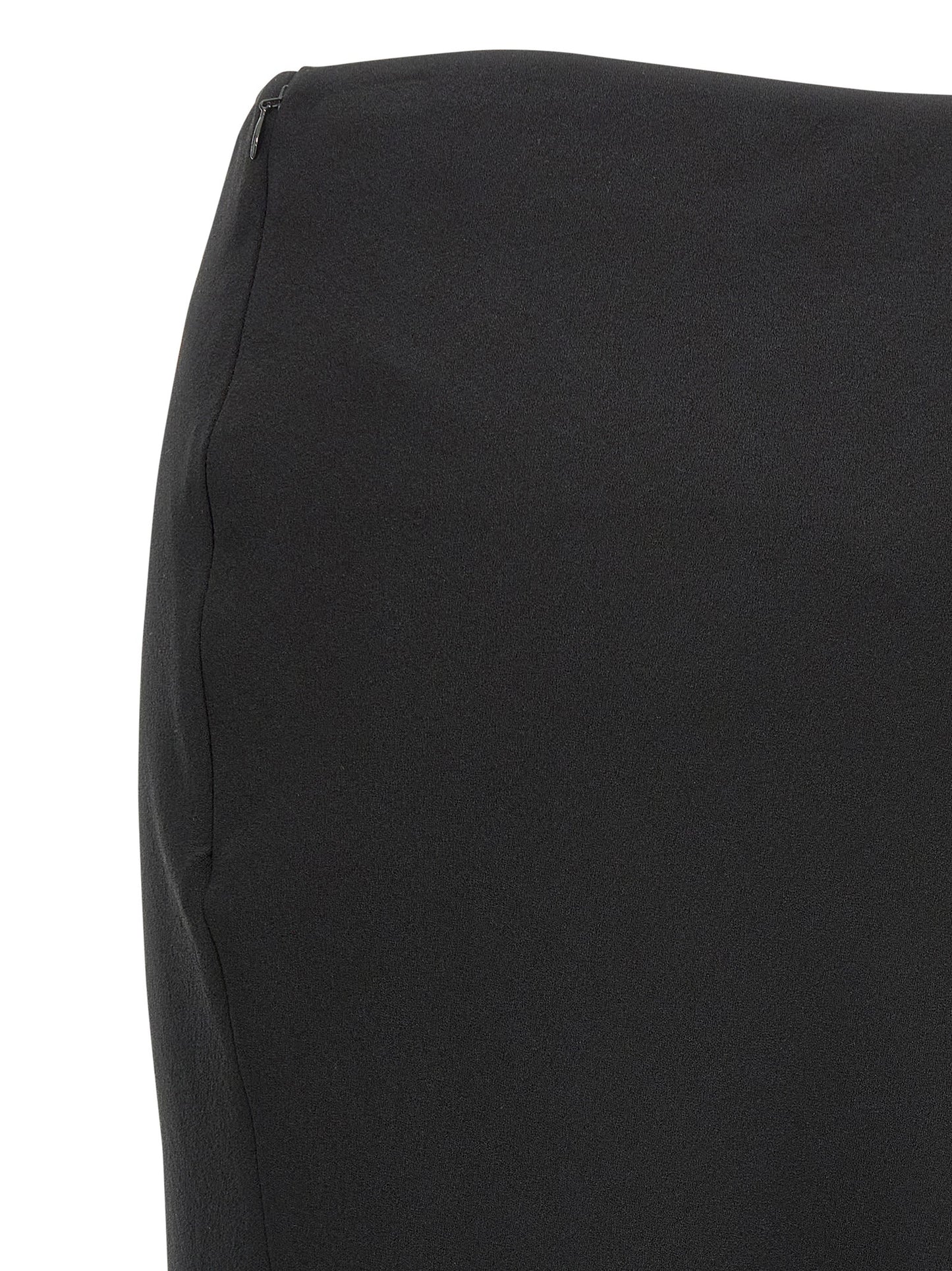 Skirt by Alessandra Rich for women in silk virgin wool crepe black showcases a dramatic silhouette, artfully capturing the essence of the Women's Silk Virgin Wool Crepe Mini Skirt in a dramatic mini cut for a refined look.
