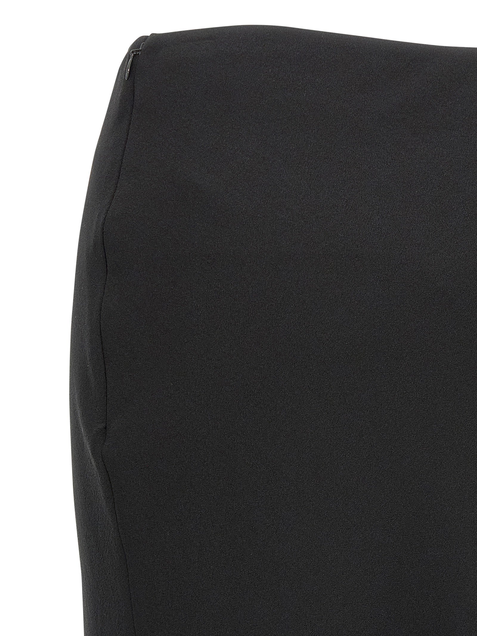 Skirt by Alessandra Rich for women in silk virgin wool crepe black showcases a dramatic silhouette, artfully capturing the essence of the Women's Silk Virgin Wool Crepe Mini Skirt in a dramatic mini cut for a refined look.