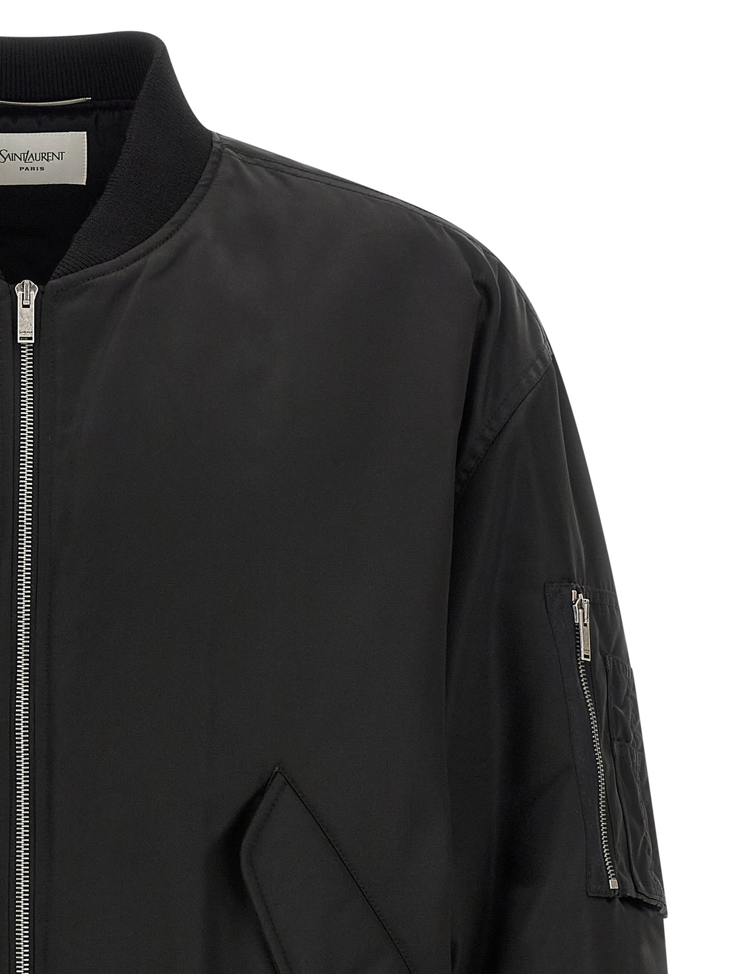 Saint Laurent Men's Nylon Viscose & Cotton Bomber Jacket - Black