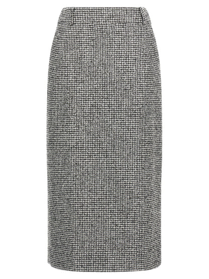 Skirt by Ermanno Scervino for women in polyamide acrylic wool bicolour, black & white showcases a dramatic silhouette, artfully capturing the essence of the Women's Sheath Polyamide Acrylic Wool Midi Skirt in a dramatic midi cut for a refined look.
