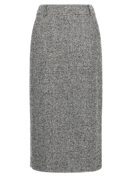 Skirt by Ermanno Scervino for women in polyamide acrylic wool bicolour, black & white showcases a dramatic silhouette, artfully capturing the essence of the Women's Sheath Polyamide Acrylic Wool Midi Skirt in a dramatic midi cut for a refined look.