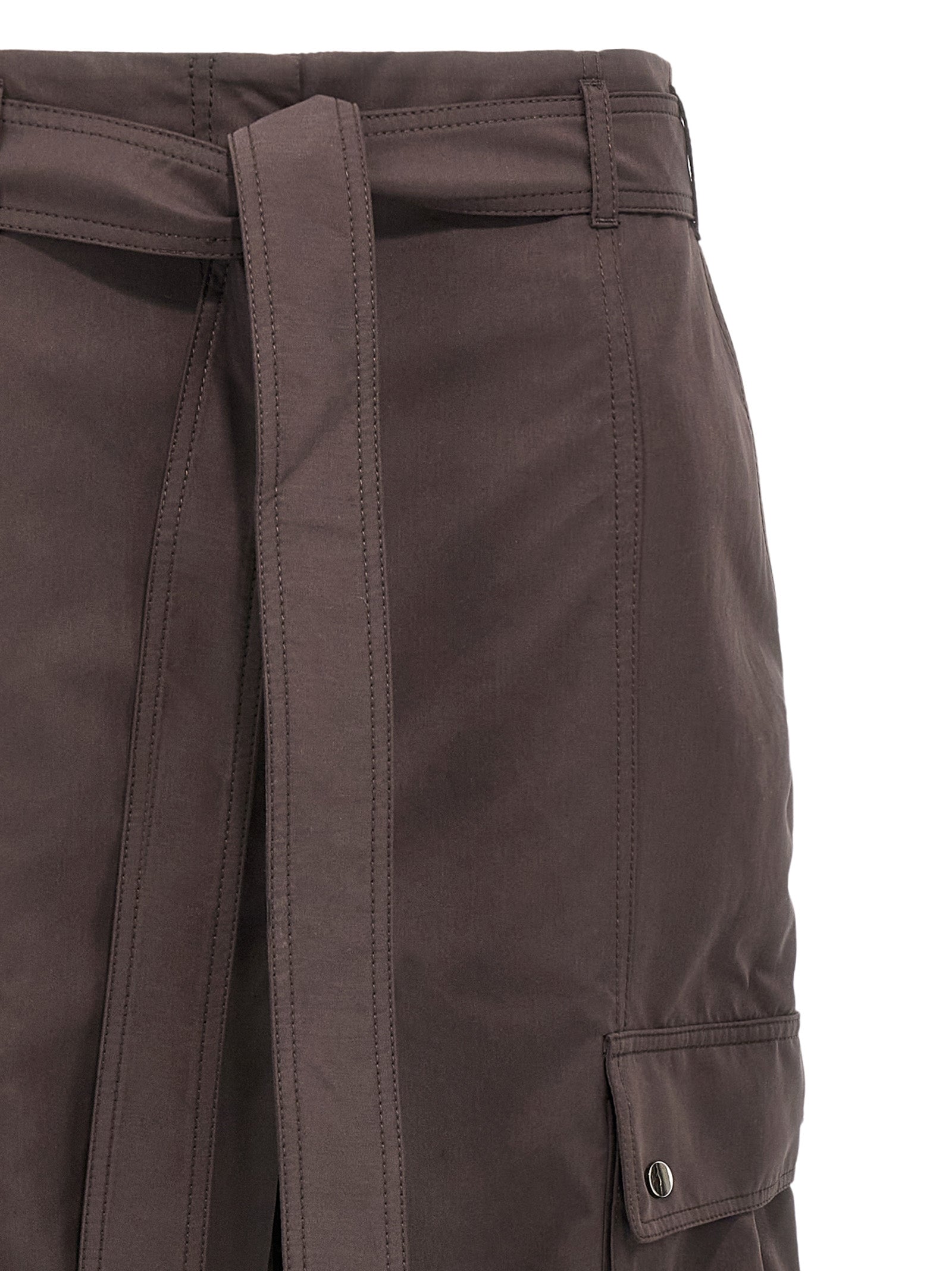 Cargo Pants by The Andamane for women in polyester polyamide suede leather brown features an urban chic with a and long, creating a urban chic aesthetic for "Moon Behind the Hill".