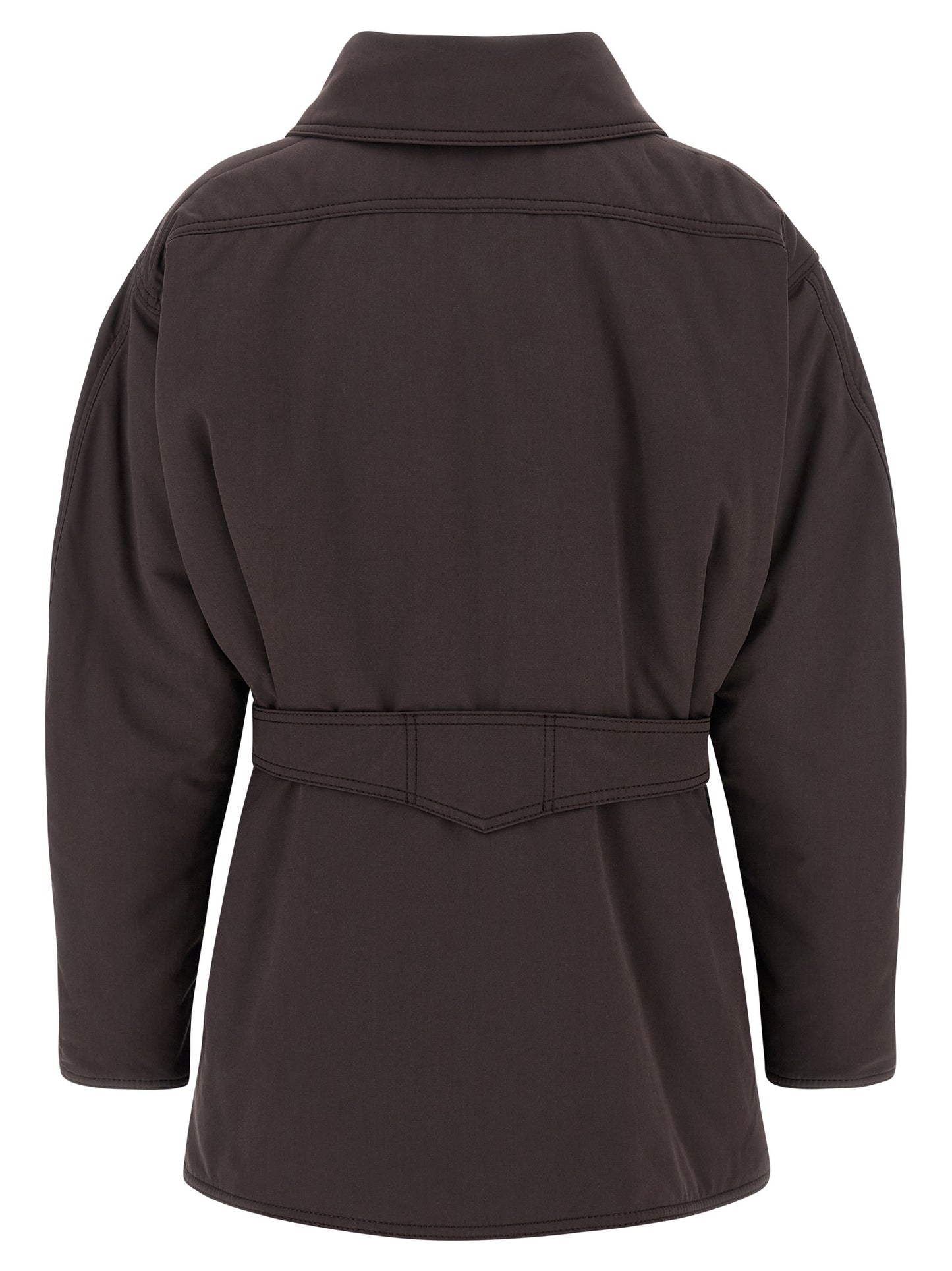 Parka by The Andamane for women in polyamide polyester suede leather brown features a modern silhouette, showcasing a sophisticated and premium pockets for a truly modern finish.
