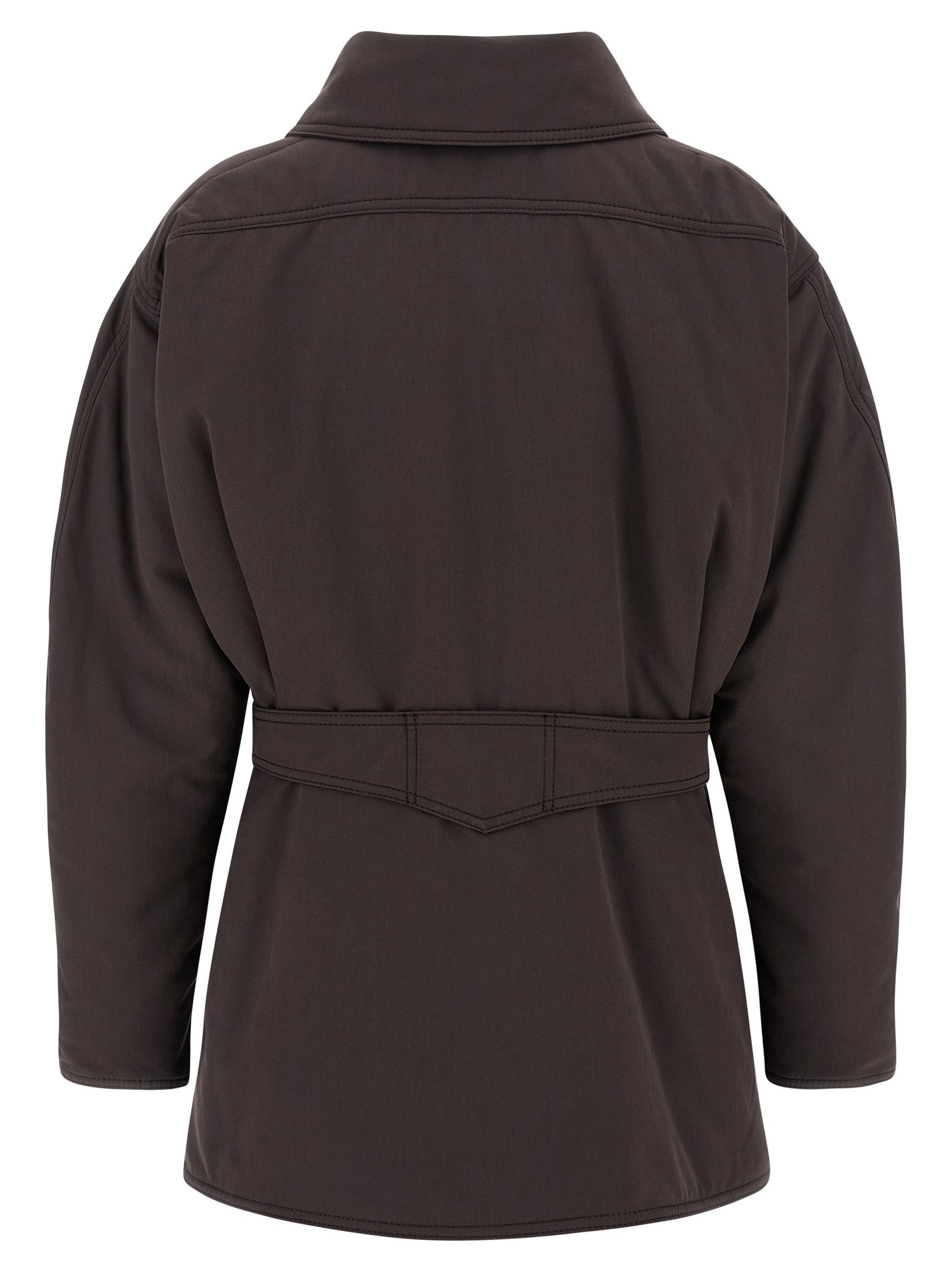 Parka by The Andamane for women in polyamide polyester suede leather brown features a modern silhouette, showcasing a sophisticated and premium pockets for a truly modern finish.