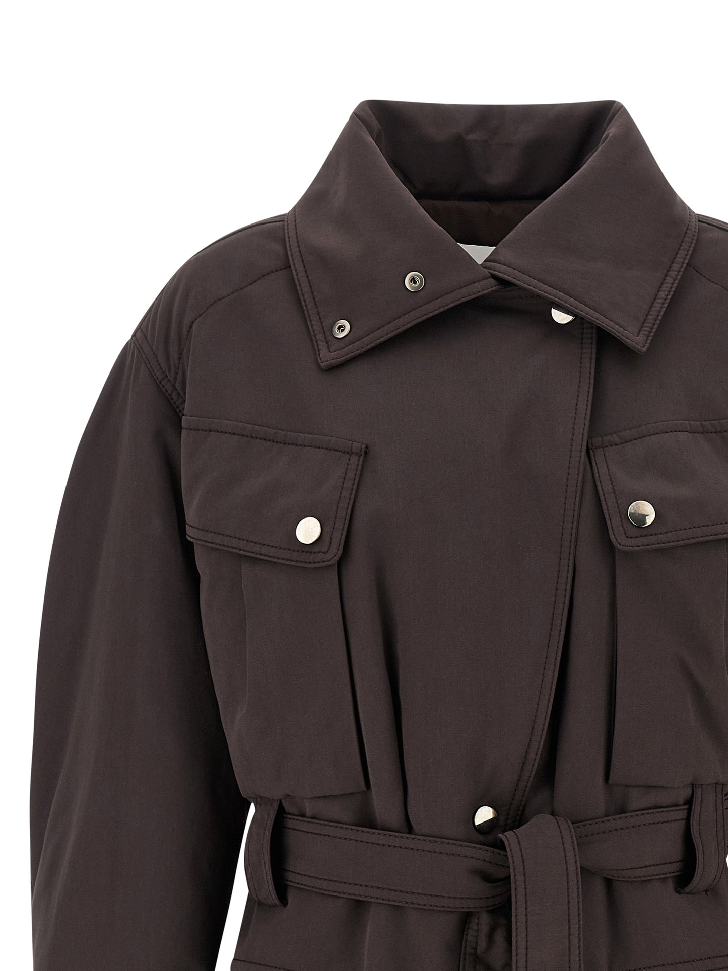 Parka by The Andamane for women in polyamide polyester suede leather brown, presenting a cosy silhouette with distinctive pockets and a refined .