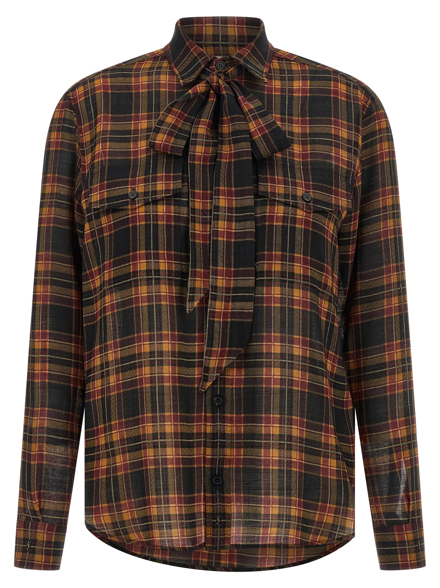 Blouse by Saint Laurent for women in wool multicolor presents a discerning silhouette, showcasing a sophisticated and for a truly discerning finish.