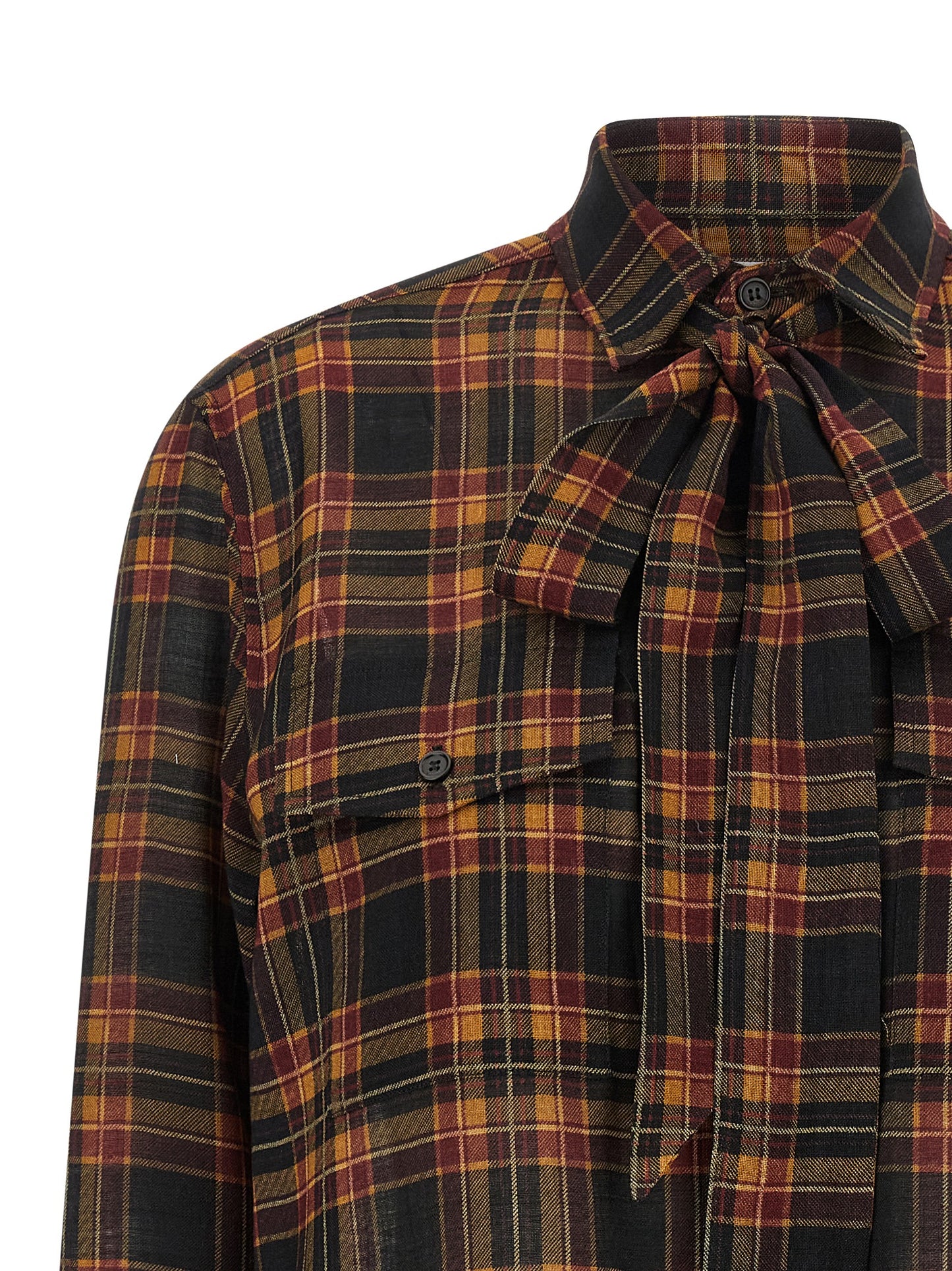 Blouse by Saint Laurent for women in wool multicolor features an polished silhouette, showcasing a sophisticated and detail for a truly polished finish.