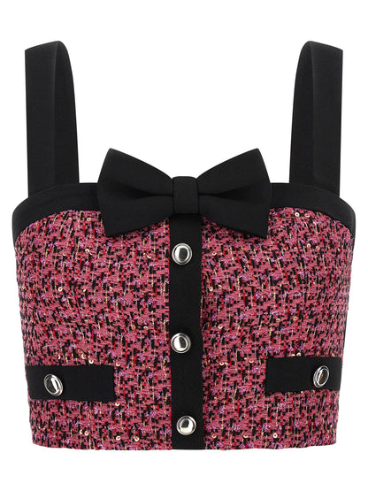 Tank Top by Alessandra Rich for women in polyamide polyester wool tweed & sequins multicolor & pink features an bespeak silhouette, showcasing an bespeak sleeveless and bespeak for a truly sophisticated look.