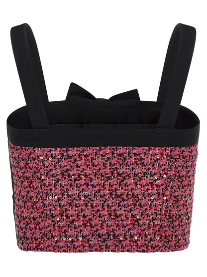 Tank Top by Alessandra Rich for women in polyamide polyester wool tweed & sequins multicolor & pink presents a uncompromising silhouette, artfully detailed with a uncompromising and for a sophisticated, uncompromising finish.