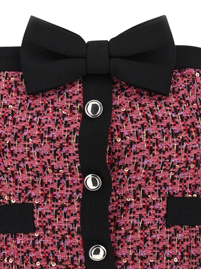 Tank Top by Alessandra Rich for women in polyamide polyester wool tweed & sequins multicolor & pink showcases a perennial silhouette, artfully detailed with a design and a perennial .