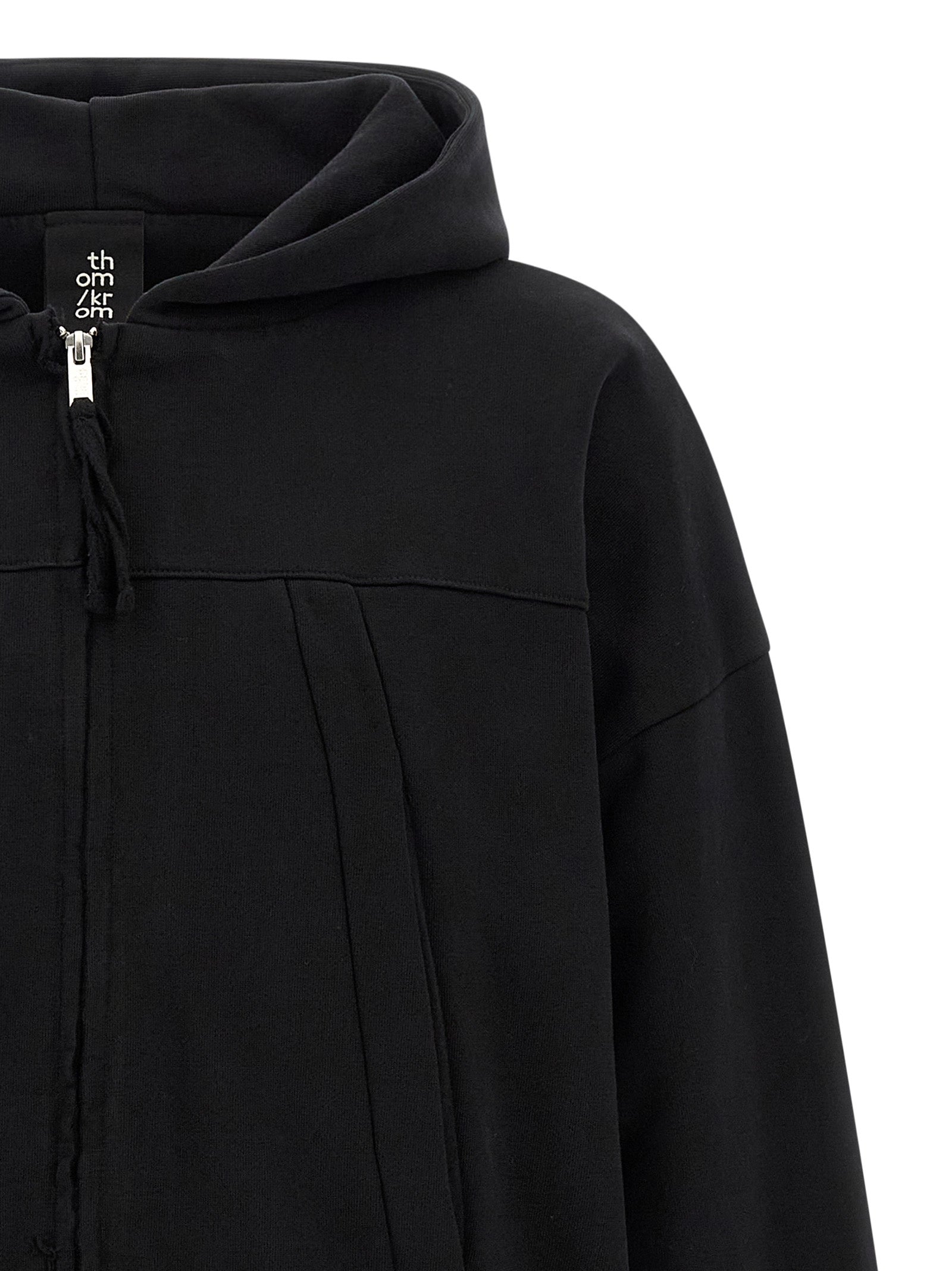 Sweatshirt Hoodie by Thom Krom for men in cotton black features a authentic silhouette, showcasing a sophisticated hooded neckline and authentic detail for a refined finish.