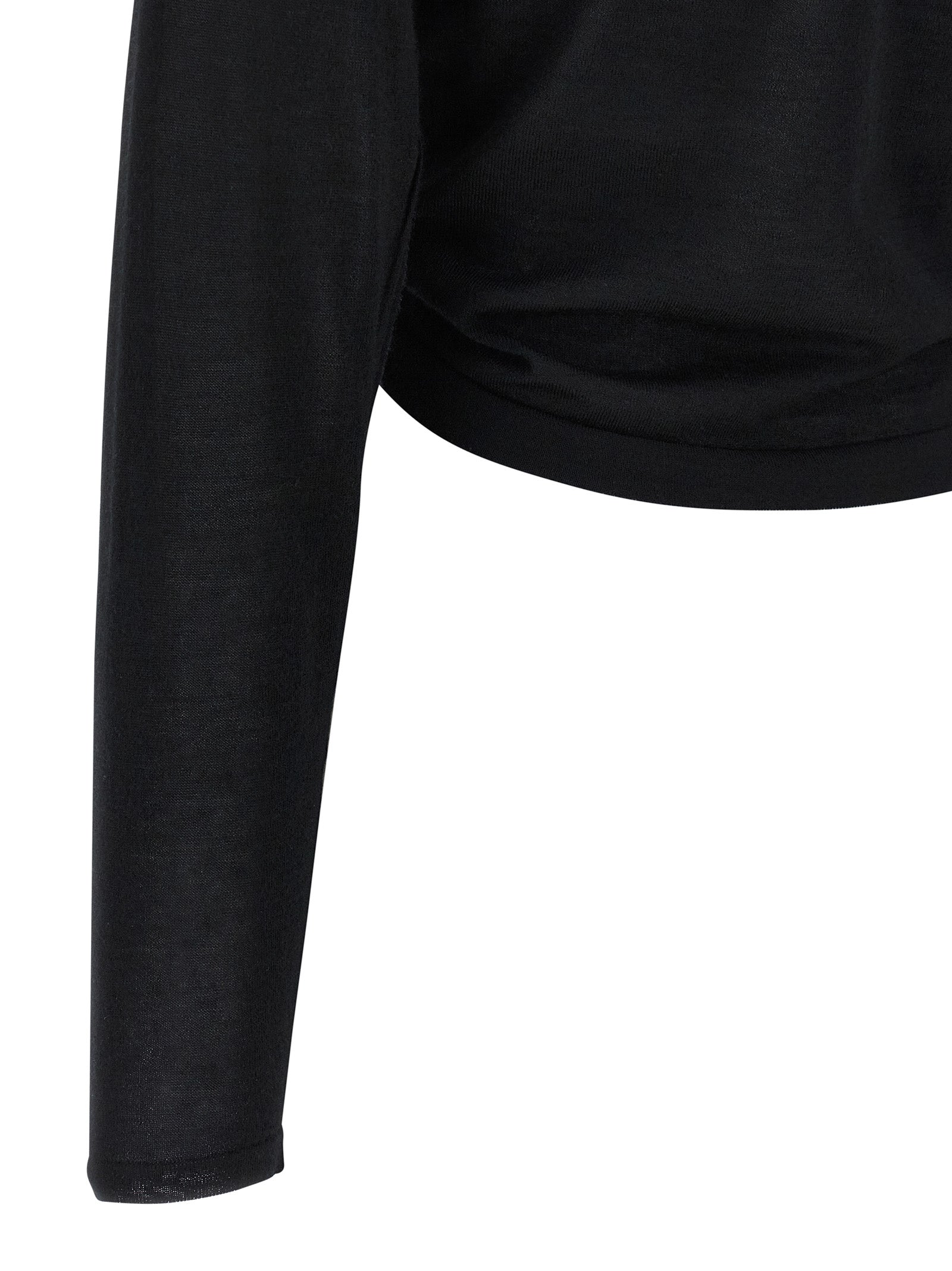 Cardigan by Dolce & Gabbana for women in cashmere black features a dramatic silhouette, showcasing a sophisticated and dramatic detail for a timeless, premium look.