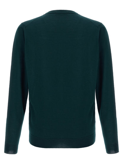 Cardigan by JOHN SMEDLEY for men in merino wool bicolour & green showcases a captivating silhouette, artfully detailed with a captivating and for a truly sophisticated captivating look.