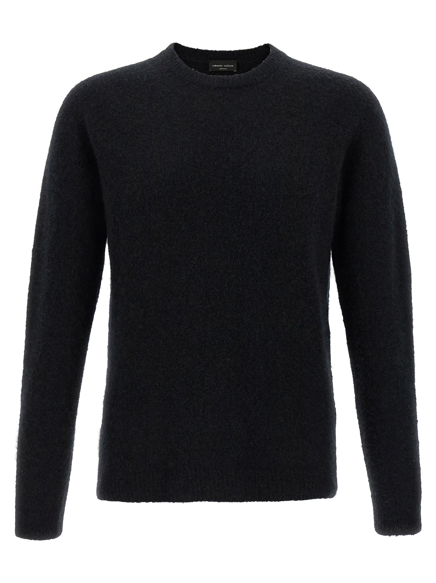 Cardigan by Roberto Collina for men in silk cashmere & polyester black presents a textural silhouette, artfully finished with a textural crew neckline and long-sleeve for a sophisticated, textural look.