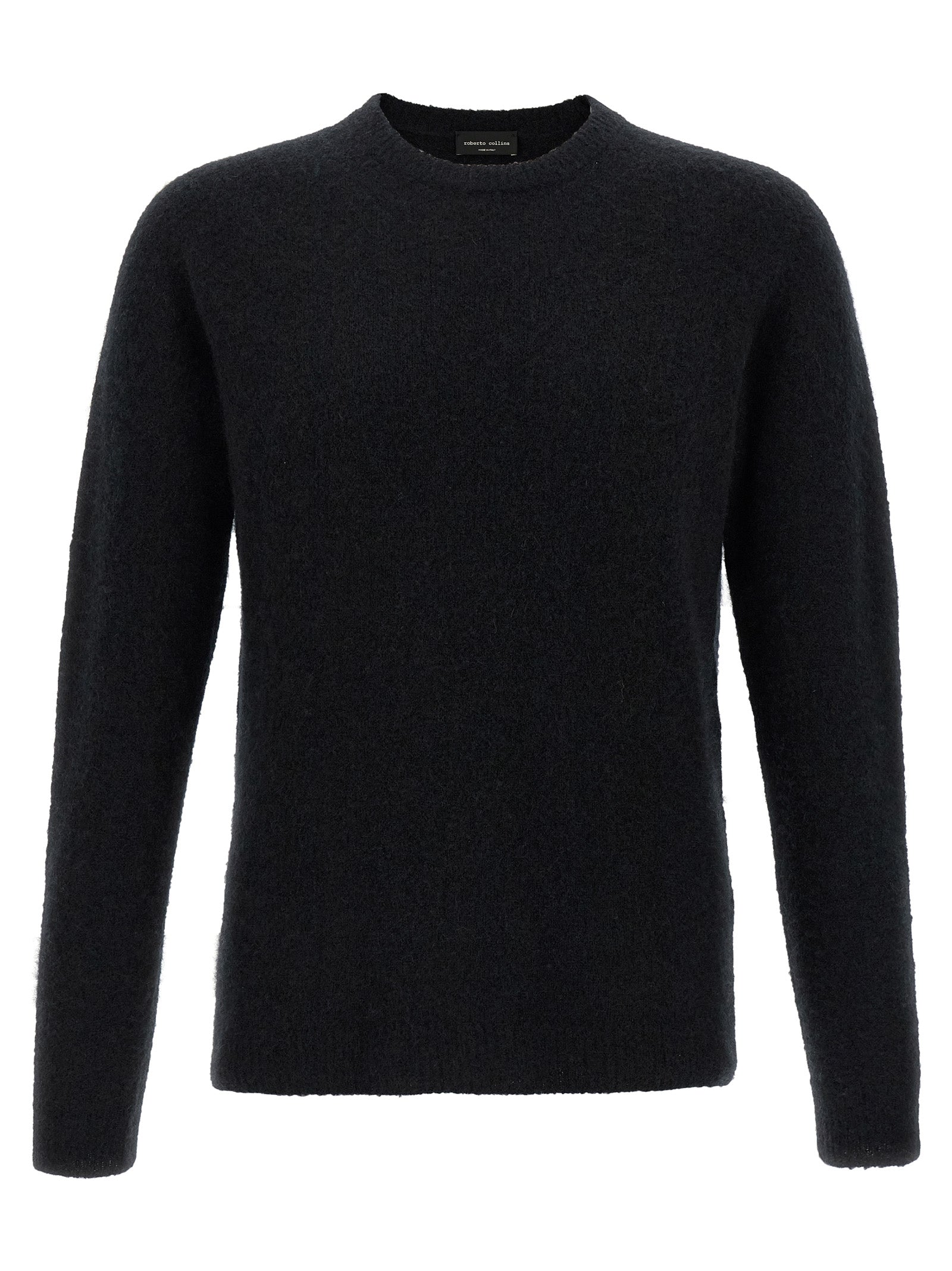 Cardigan by Roberto Collina for men in silk cashmere & polyester black presents a textural silhouette, artfully finished with a textural crew neckline and long-sleeve for a sophisticated, textural look.