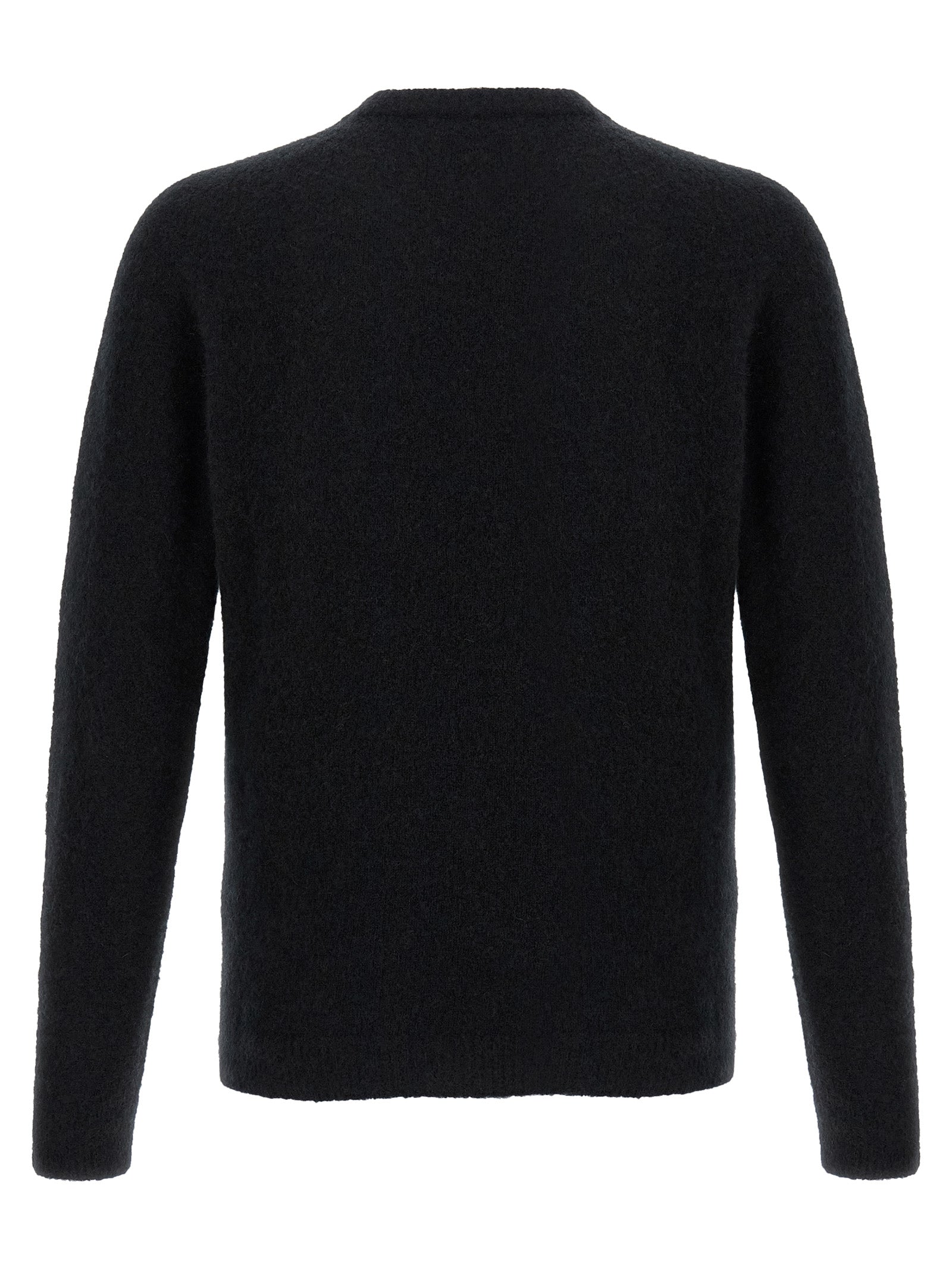 Cardigan by Roberto Collina for men in silk cashmere & polyester black features an impeccable silhouette, showcasing a sophisticated crew neckline and detail for a truly impeccable finish.