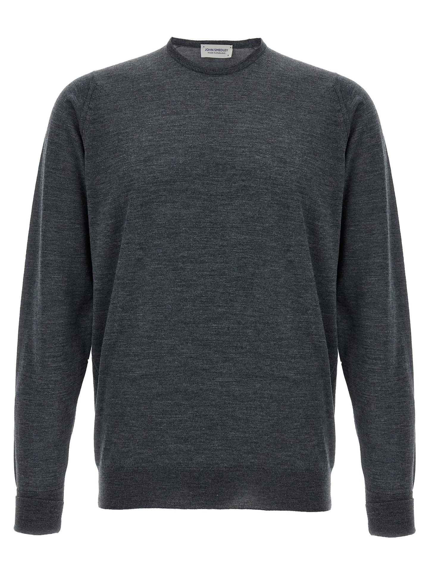 Cardigan by JOHN SMEDLEY for men in merino wool gray features an crisp silhouette, showcasing a sophisticated crew neckline and detail for a truly crisp finish.