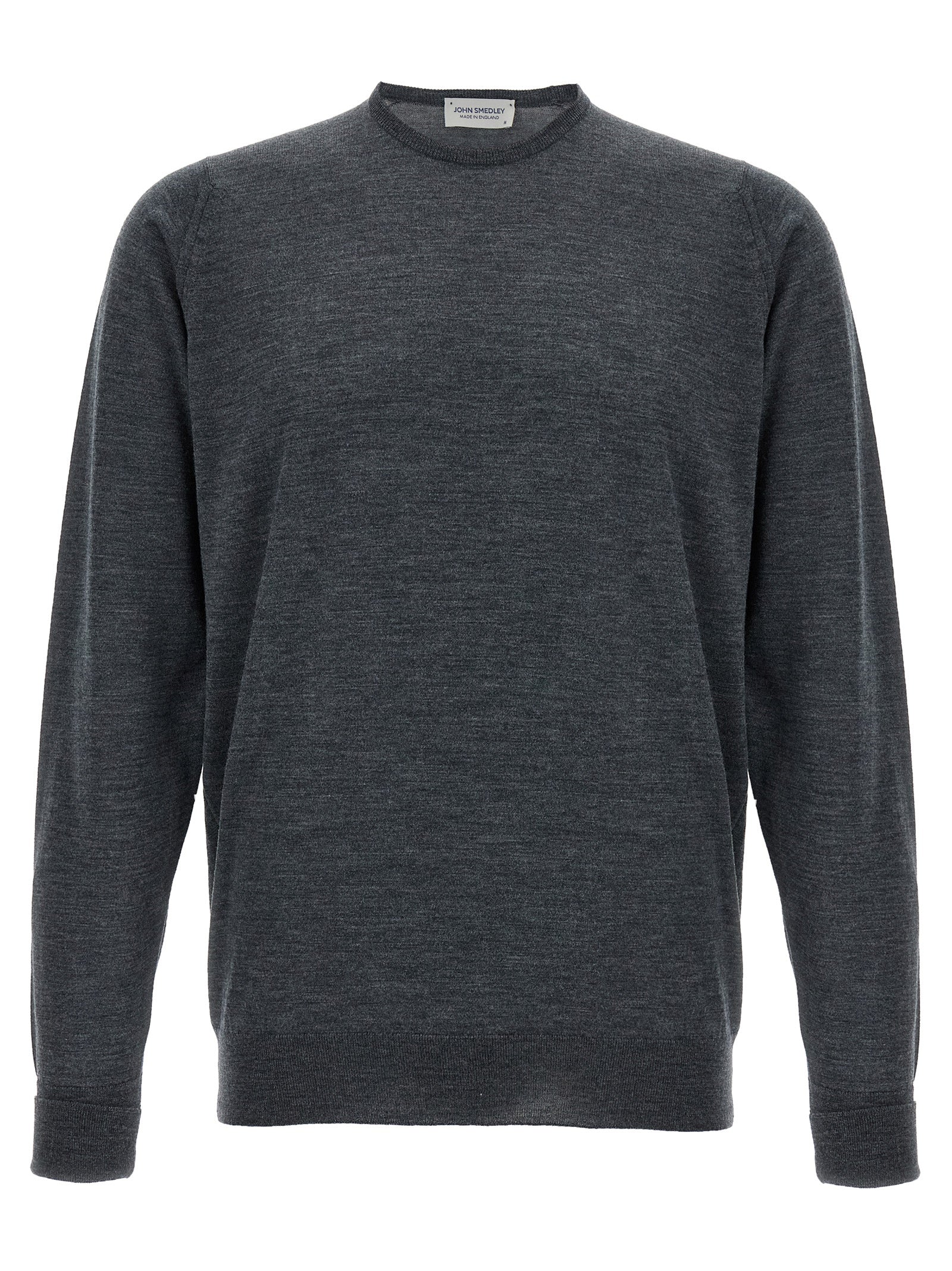 Cardigan by JOHN SMEDLEY for men in merino wool gray features an crisp silhouette, showcasing a sophisticated crew neckline and detail for a truly crisp finish.