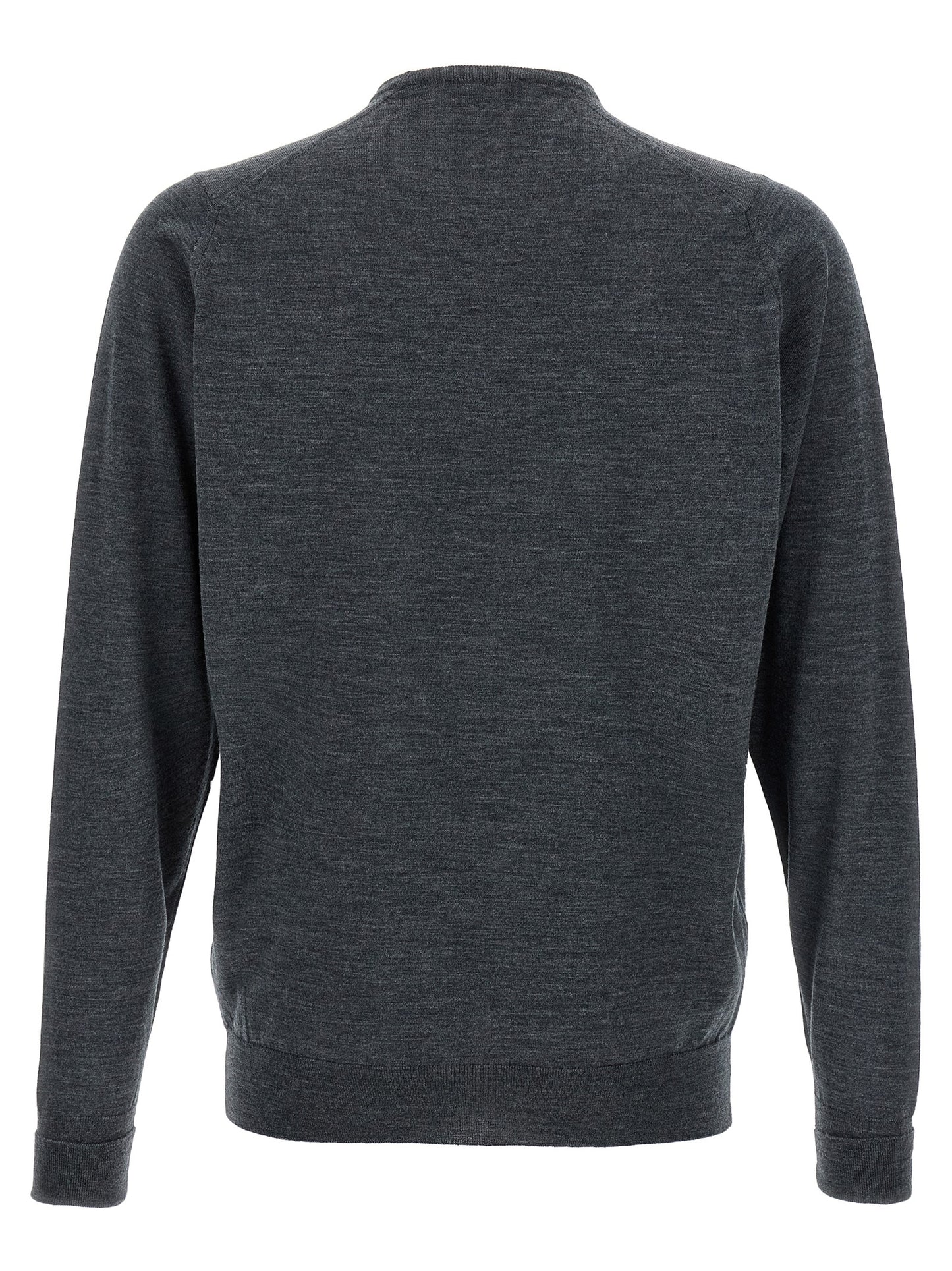 Cardigan by JOHN SMEDLEY for men in merino wool gray showcases a luxurious silhouette, meticulously detailed with a sophisticated crew neckline and for a refined finish.