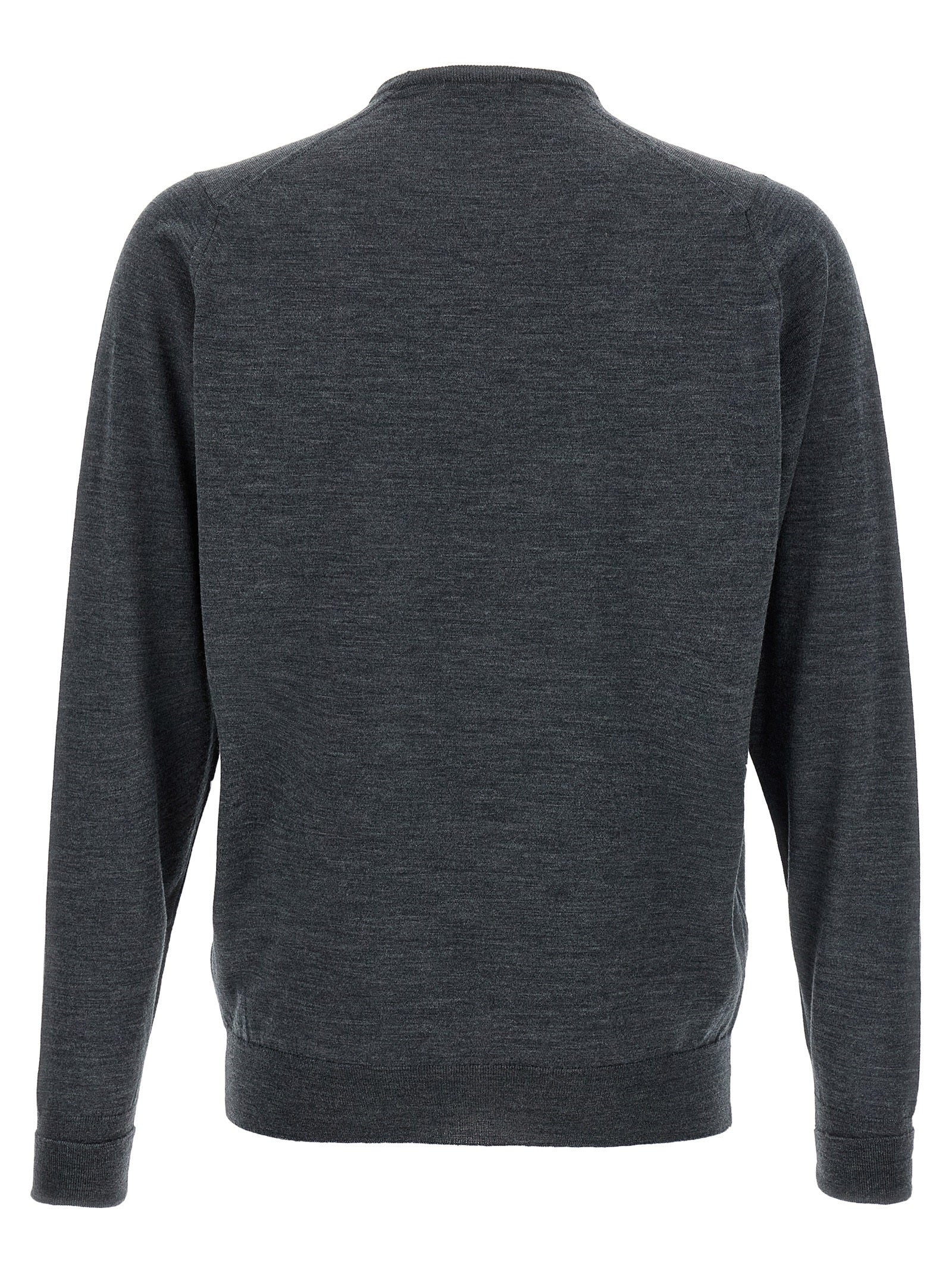Cardigan by JOHN SMEDLEY for men in merino wool gray showcases a luxurious silhouette, meticulously detailed with a sophisticated crew neckline and for a refined finish.