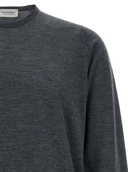 Cardigan by JOHN SMEDLEY for men in merino wool gray features an impeccable silhouette, showcasing a sophisticated crew neckline and detail for a truly impeccable finish.