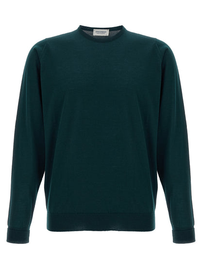 Cardigan by JOHN SMEDLEY for men in merino wool bicolour & green features a dramatic silhouette, showcasing a sophisticated crew neckline and dramatic detail for a timeless, premium look.