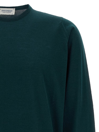 Cardigan by JOHN SMEDLEY for men in merino wool bicolour & green presents a textural silhouette, artfully finished with a textural crew neckline and for a sophisticated, textural look.