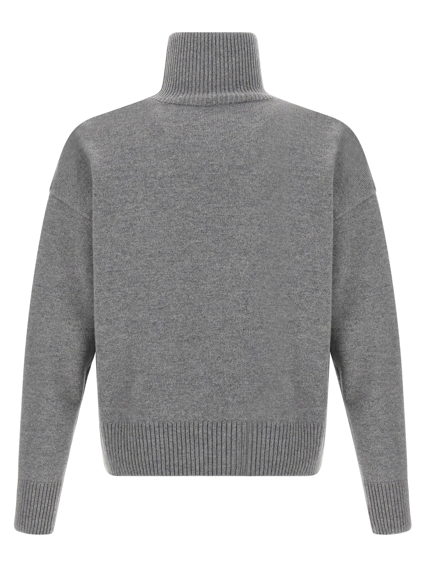 Cardigan by Ami Paris for men in cashmere gray presents a textural silhouette, artfully finished with a textural high-neck neckline and for a sophisticated, textural look.