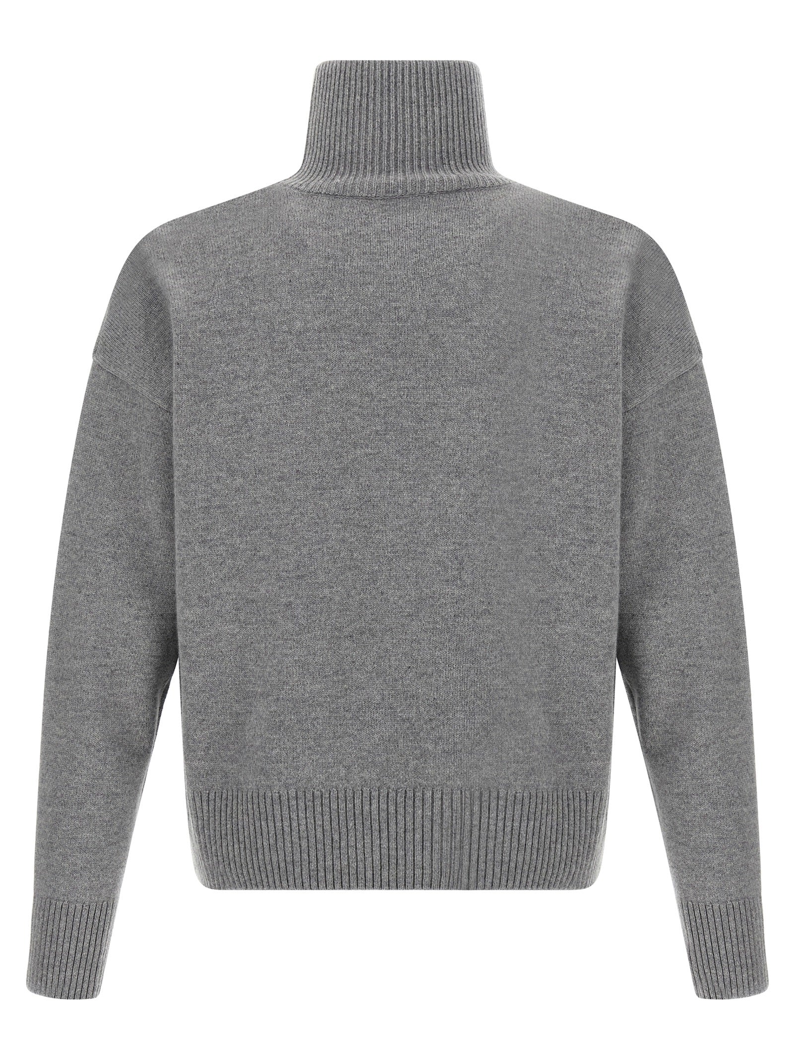 Cardigan by Ami Paris for men in cashmere gray presents a textural silhouette, artfully finished with a textural high-neck neckline and for a sophisticated, textural look.