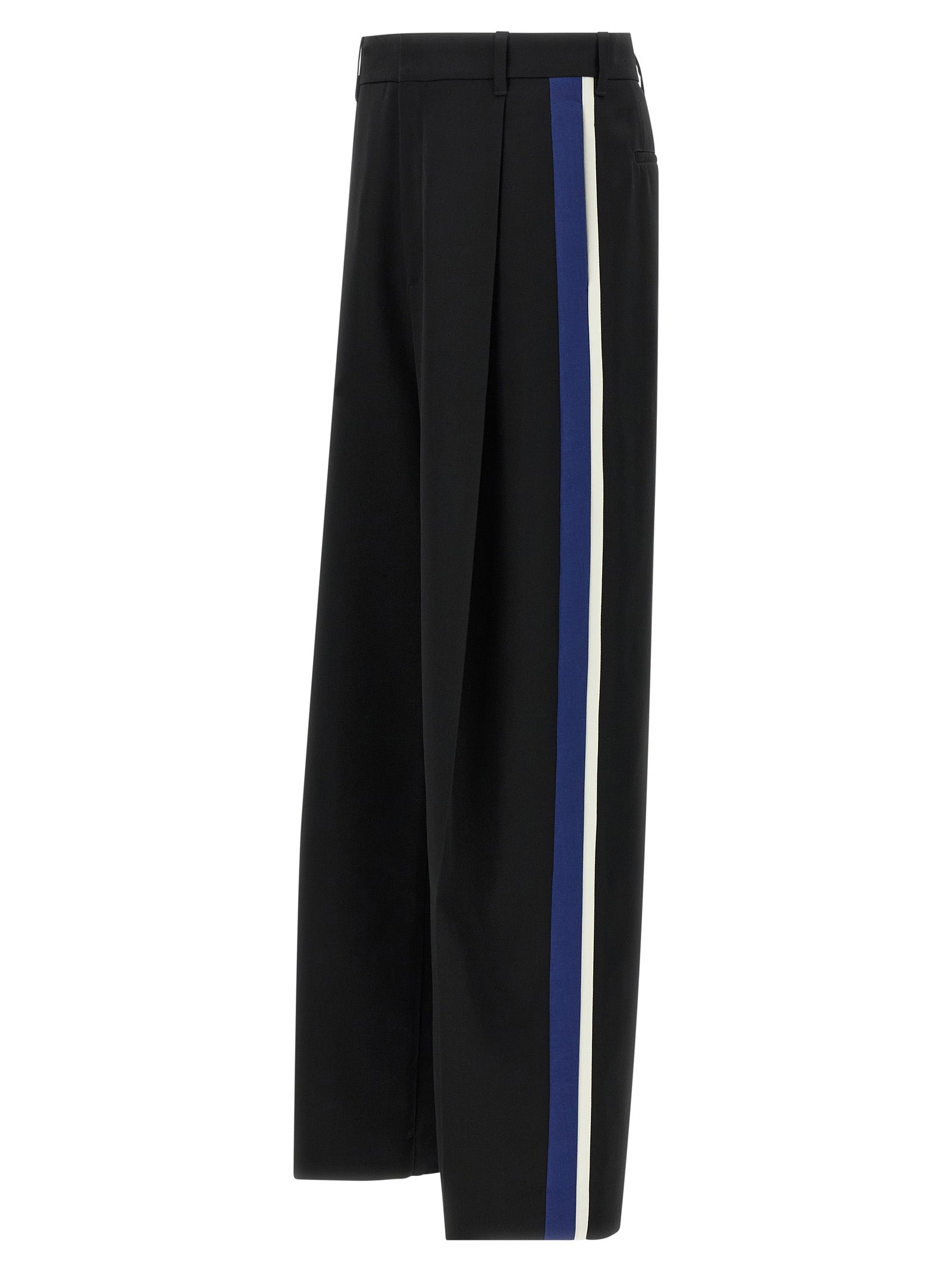 Trousers by Marni for men in virgin wool black features a artisanal silhouette, showcasing a sophisticated straight-leg with a long and for a artisanal finish.