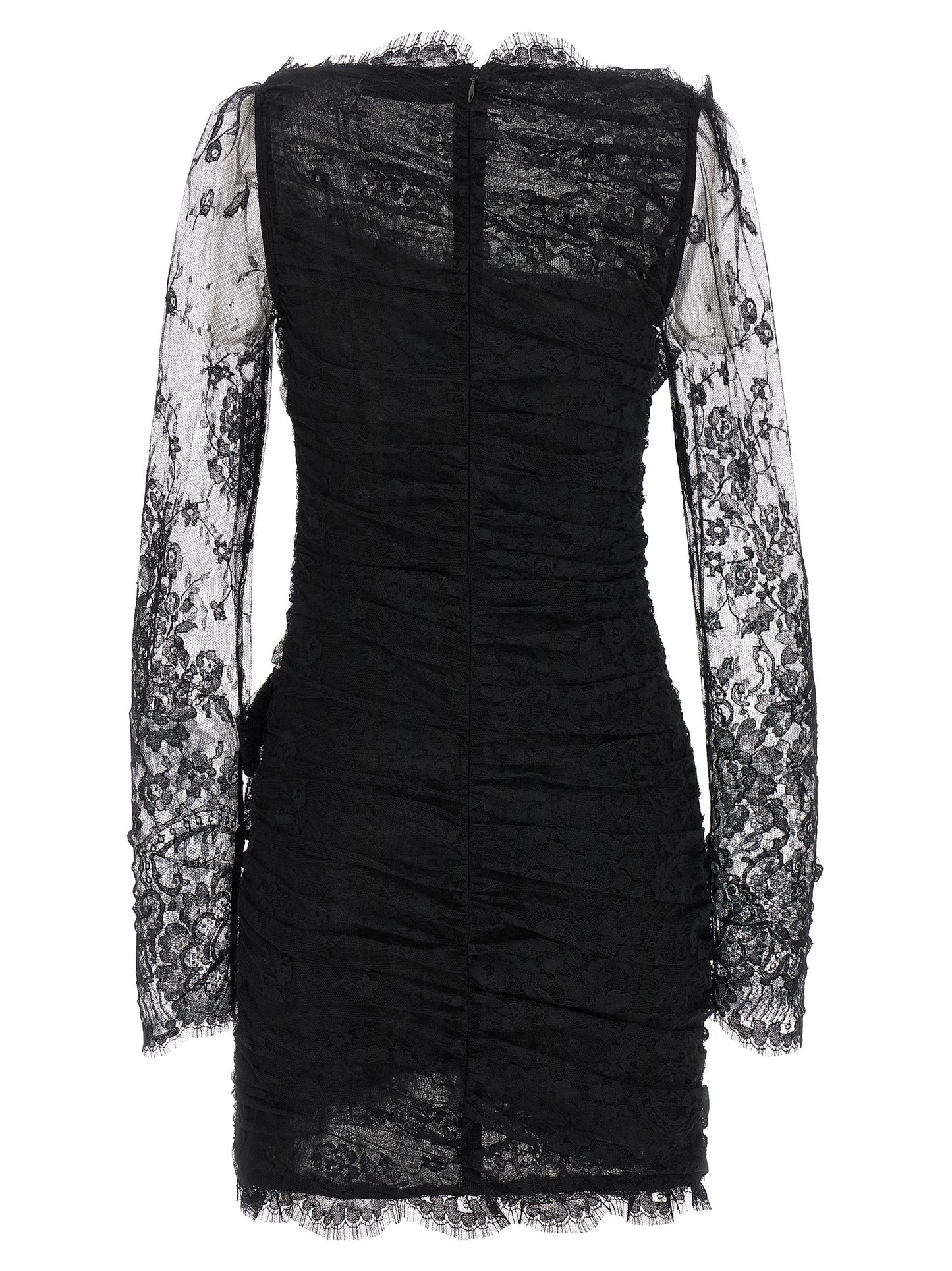 Dress by Alessandra Rich for women in organic cotton & polyamide black & transparent presents a sinuous silhouette, showcasing a sophisticated plunging neckline and detailed with a sinuous short mini for a refined finish.