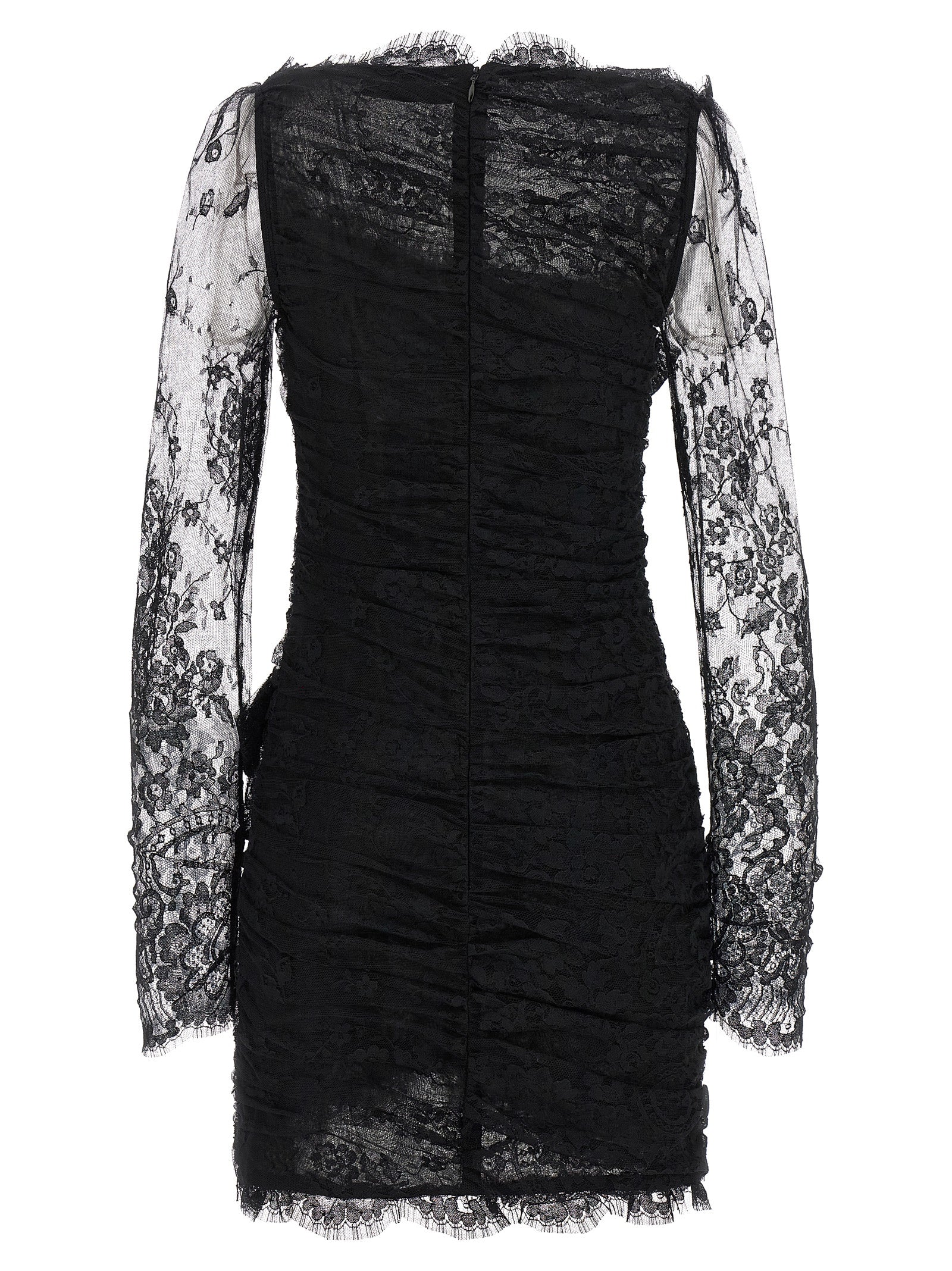 Dress by Alessandra Rich for women in organic cotton & polyamide black & transparent presents a sinuous silhouette, showcasing a sophisticated plunging neckline and detailed with a sinuous short mini for a refined finish.