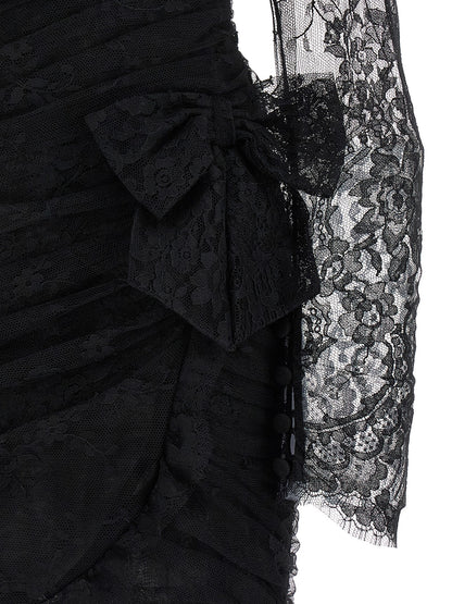 Dress by Alessandra Rich for women in organic cotton & polyamide black & transparent features an cute silhouette, detailed with a and that elegantly flows into a cute short mini.