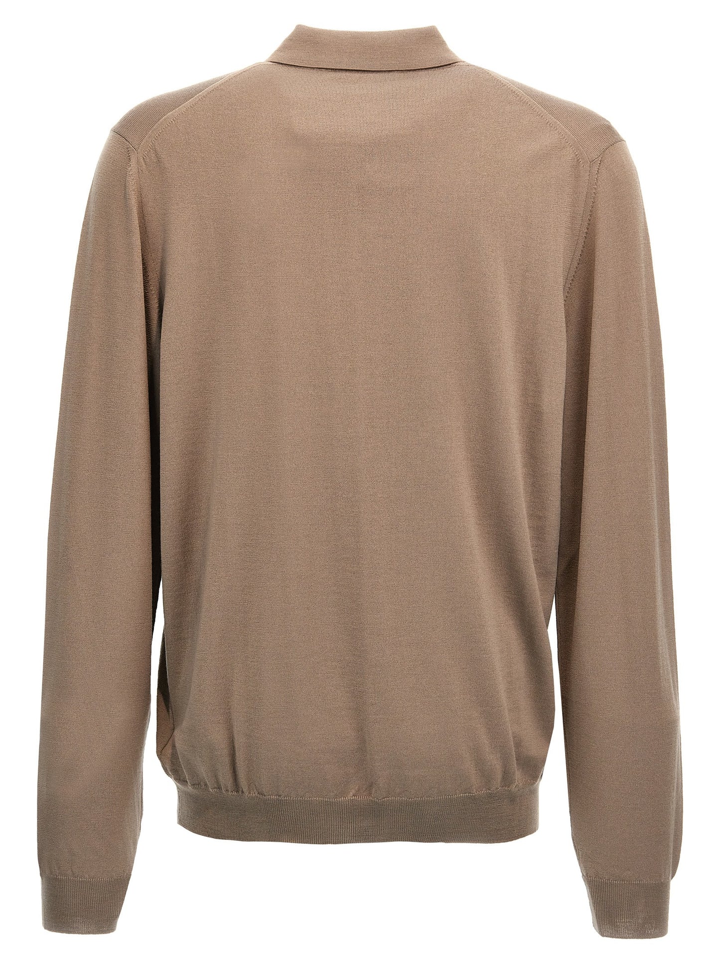 Polo Shirt by ZANONE for men in polyamide & virgin wool beige showcases a sharp silhouette, detailed with a refined and sharp for a sophisticated finish.
