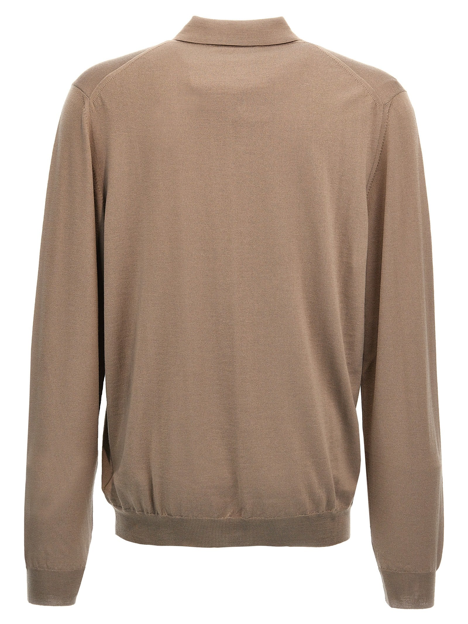 Polo Shirt by ZANONE for men in polyamide & virgin wool beige showcases a sharp silhouette, detailed with a refined and sharp for a sophisticated finish.