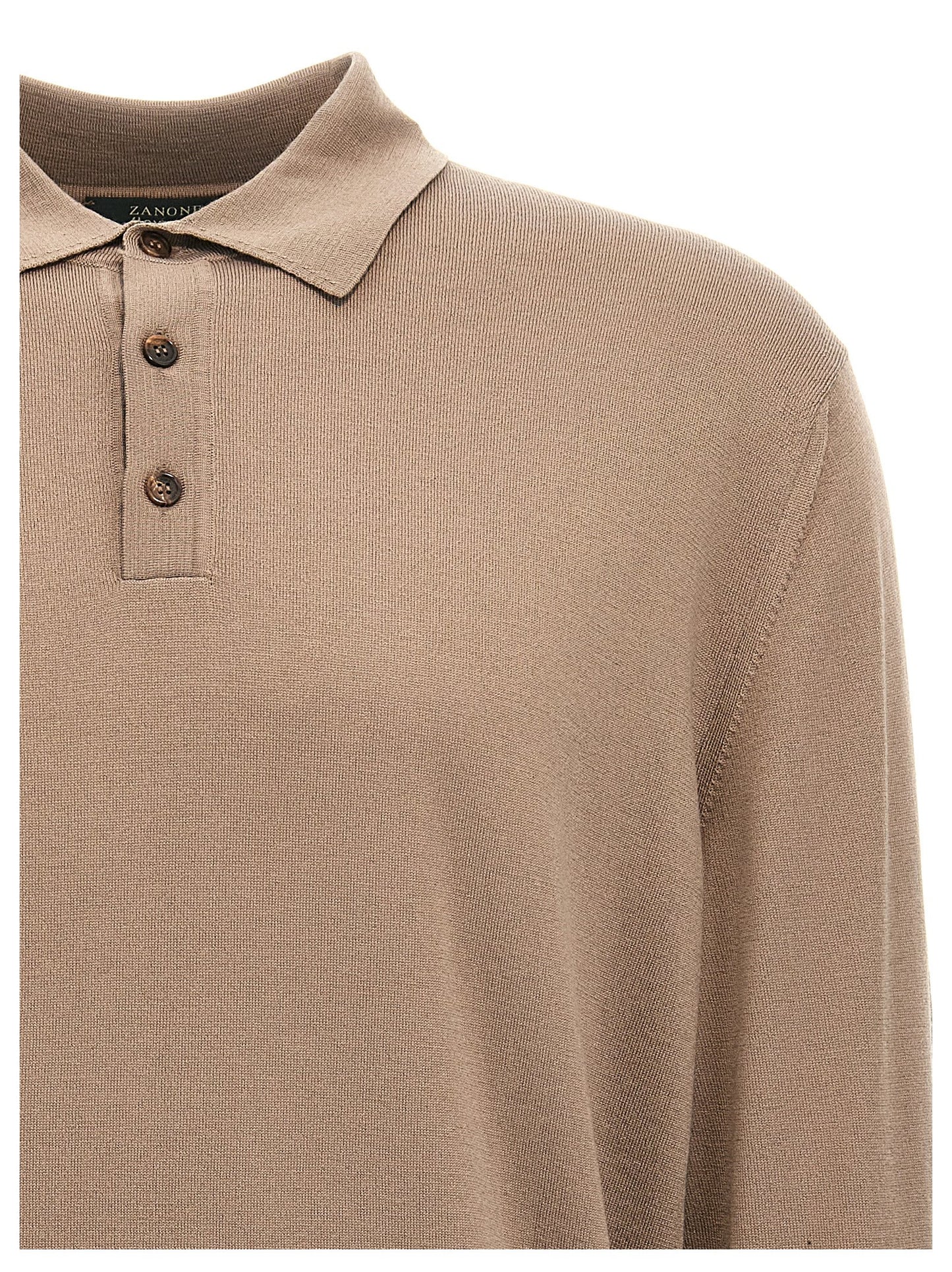 Polo Shirt by ZANONE for men in polyamide & virgin wool beige presents a sleek silhouette, featuring a refined and for a sleek finish.