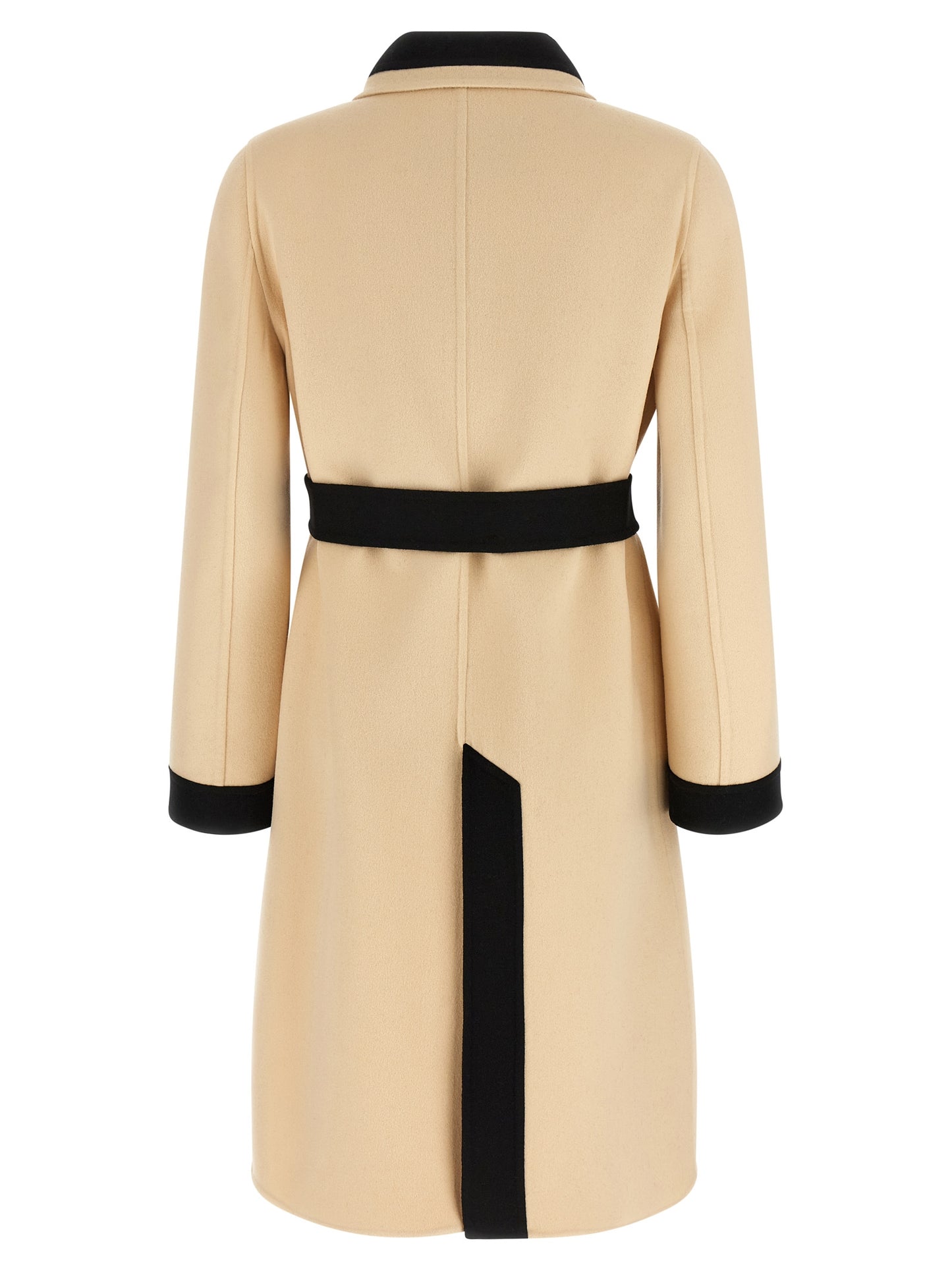 Overcoat by Valentino Garavani for women in cashmere virgin wool beige showcases a enveloping silhouette, detailed with distinctive pockets and a enveloping .