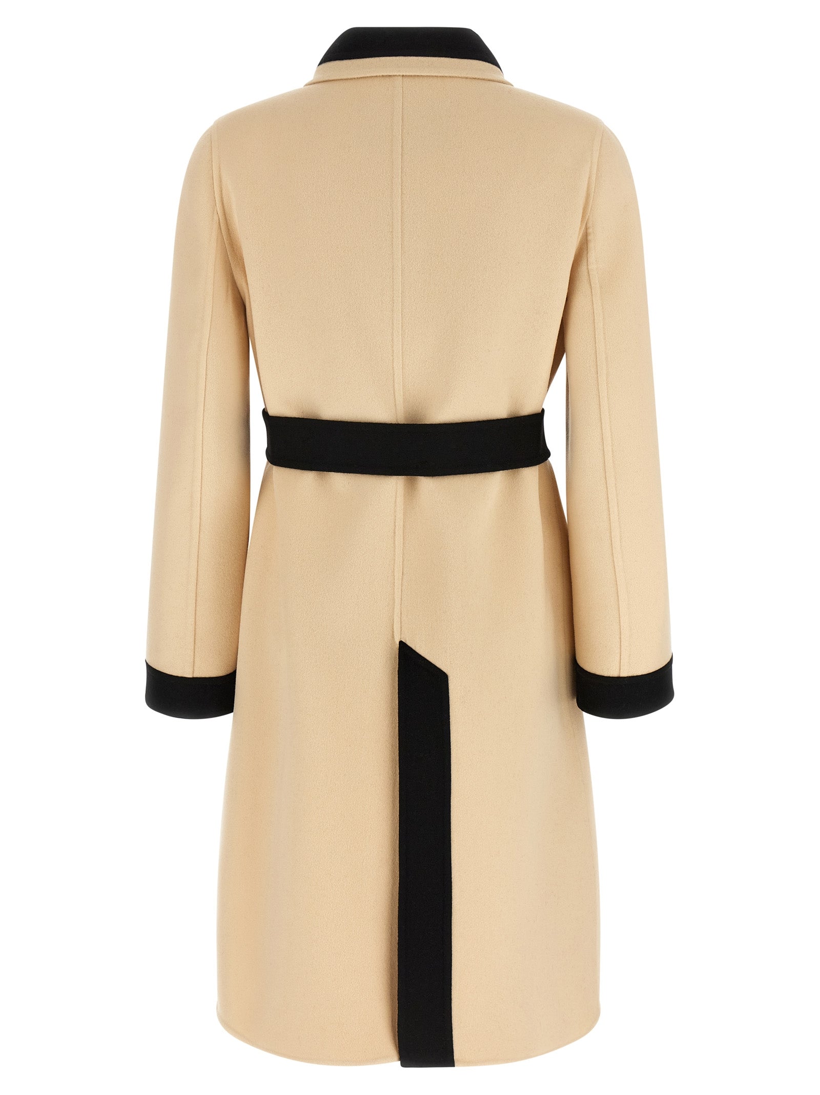 Overcoat by Valentino Garavani for women in cashmere virgin wool beige showcases a enveloping silhouette, detailed with distinctive pockets and a enveloping .