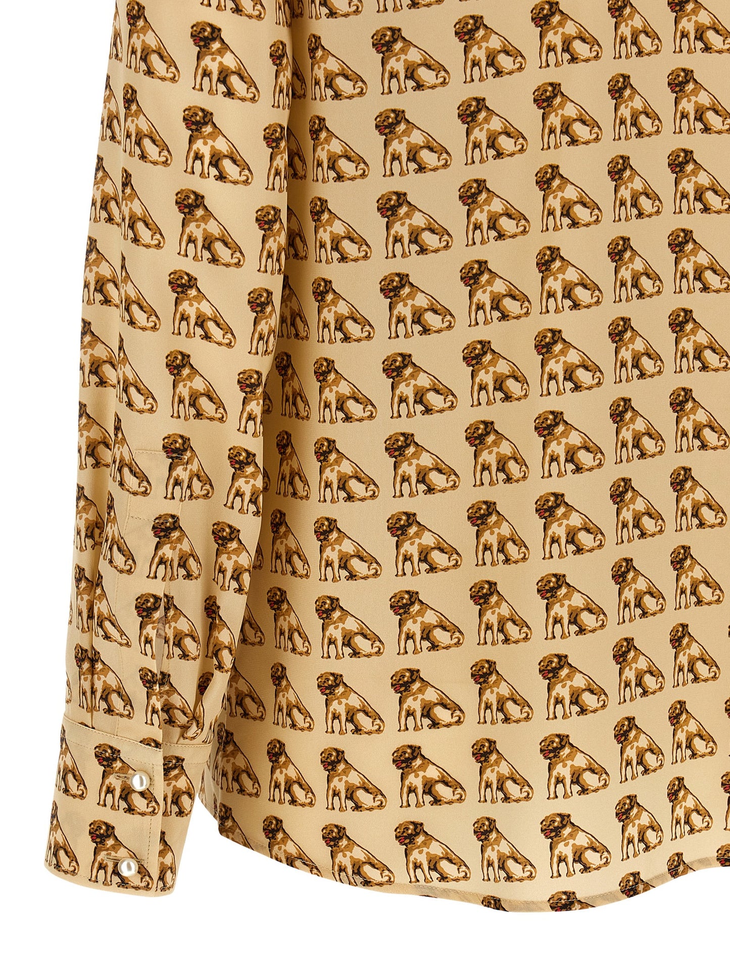 Blouse by Valentino Garavani for women in silk beige, pearl & print presents a discerning silhouette, showcasing a sophisticated and for a truly discerning finish.