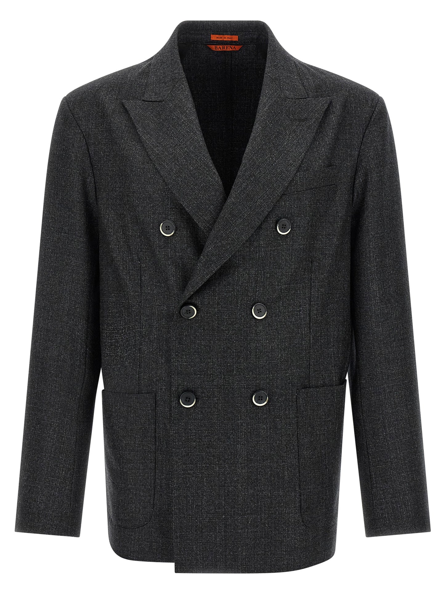 Blazer by BARENA for men in virgin wool gray features an sartorial silhouette, showcasing a sophisticated split neckline and sartorial for a truly sartorial finish.