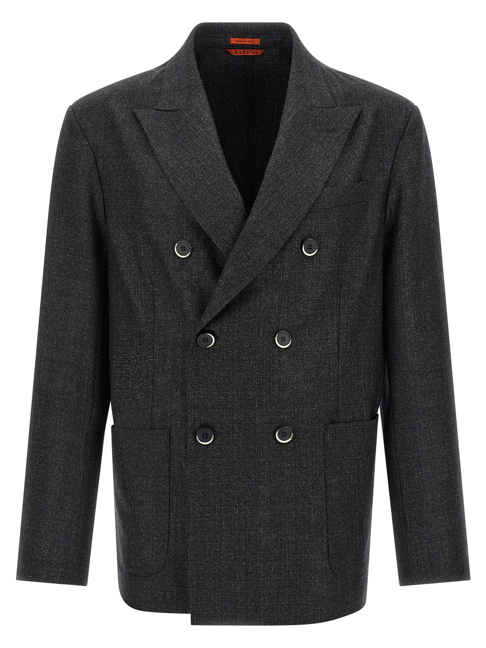 Blazer by BARENA for men in virgin wool gray features an sartorial silhouette, showcasing a sophisticated split neckline and sartorial for a truly sartorial finish.