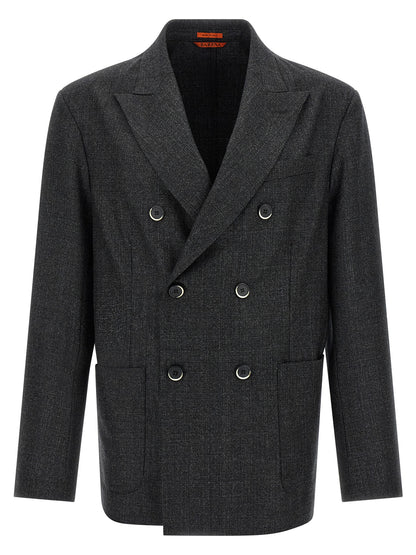 Blazer by BARENA for men in virgin wool gray features an sartorial silhouette, showcasing a sophisticated split neckline and sartorial for a truly sartorial finish.
