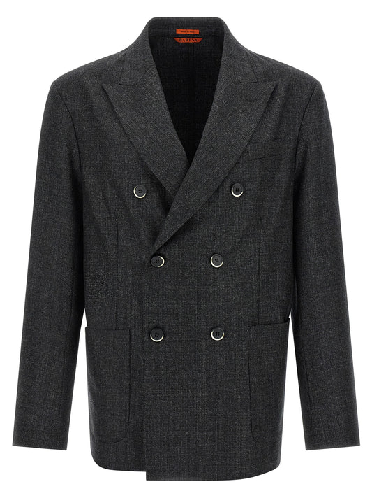 Blazer by BARENA for men in virgin wool gray features an sartorial silhouette, showcasing a sophisticated split neckline and sartorial for a truly sartorial finish.
