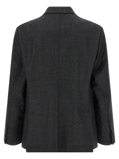 Blazer by BARENA for men in virgin wool gray presents a distinguished silhouette, detailed with a distinguished split neckline and distinctive for a truly sophisticated finish.