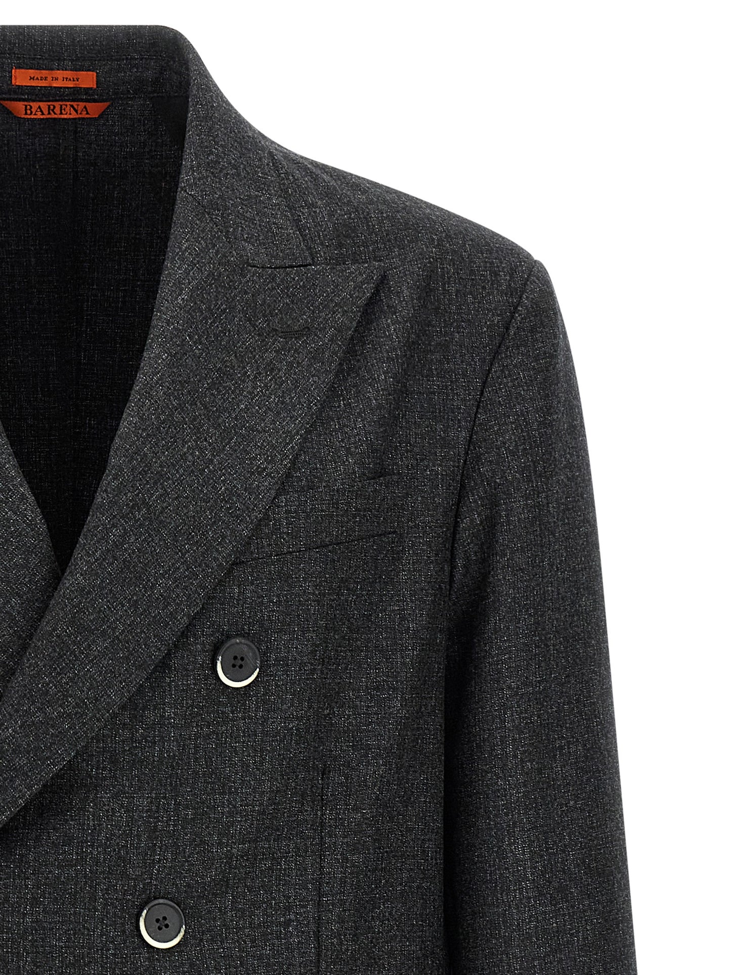 Blazer by BARENA for men in virgin wool gray showcases a polished silhouette, highlighted by a refined split neckline and polished for a sophisticated finish.