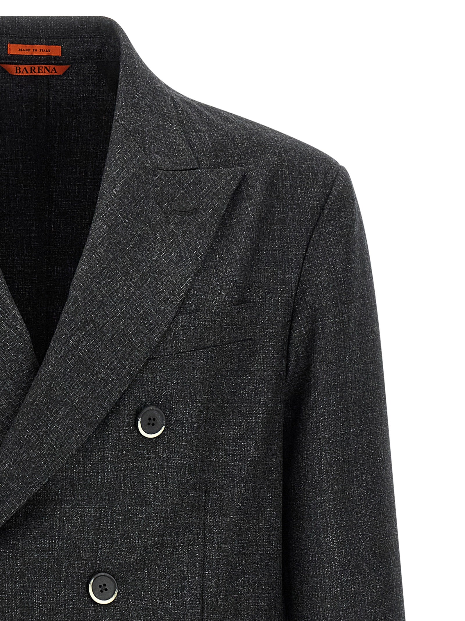 Blazer by BARENA for men in virgin wool gray showcases a polished silhouette, highlighted by a refined split neckline and polished for a sophisticated finish.